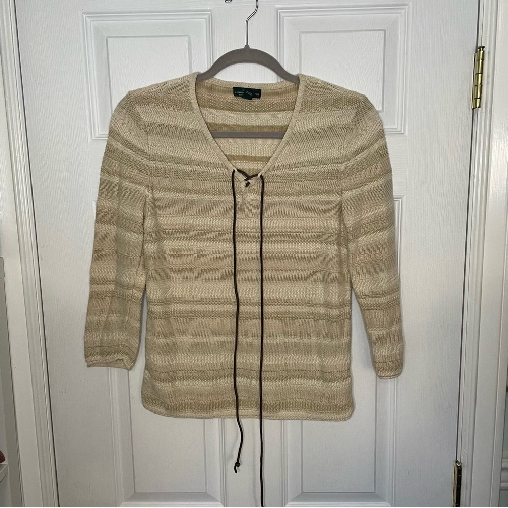 Lauren Jeans Co Ralph Lauren Vintage Y2K Lace Up Pullover Cotton Knit Top Small - Picture 6 of 7